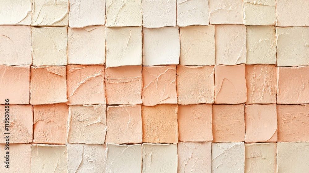 Poster Textured wall featuring muted beige and warm peach tiles arranged in a grid pattern for a calming and inviting atmosphere