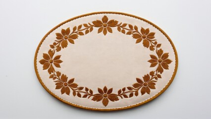 Elegant suede patch with intricate floral design for decoration.