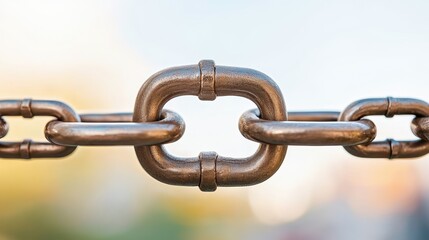 Obraz premium Undefeated Concept, A Close-Up of a Strong Metal Chain Under Immense Pressure, Symbolizing Resilience and Strength in Adversity