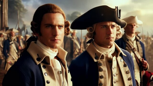 Revolutionary War reenactment showcases soldiers in historic attire at a battlefield