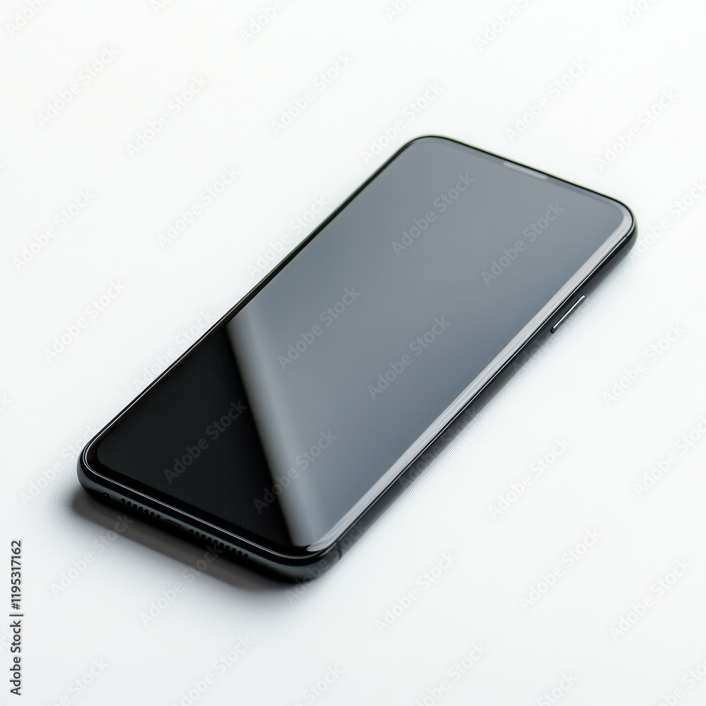 Poster compact black smartphone illuminated softly on a smooth surface showcasing its sleek design and mode