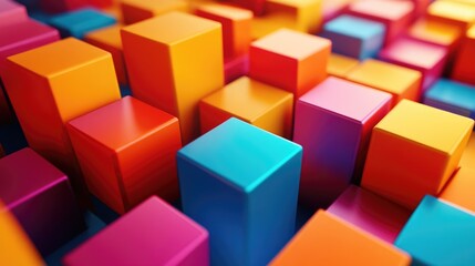 Vibrant stack of blocks in different colors