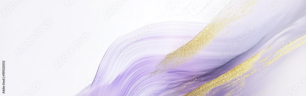 Poster soft white background with delicate purple and gold abstract wave design for elegant decor and artis