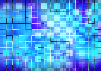 Abstract Blue Mosaic With Grids and Gradient Glowing Elements