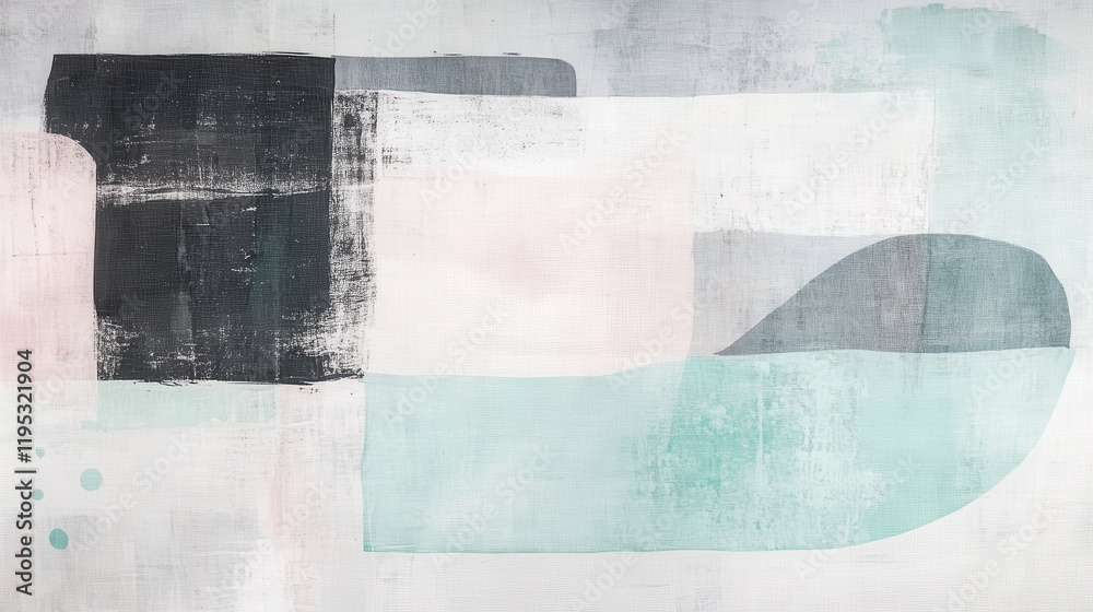 Poster Minimalist abstract composition featuring soft colors and simple shapes in a modern design