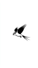 Obraz premium stylized black bird soars across a white background The design is minimalist focusing on the birds form and movement Sharp lines create a graphic effect