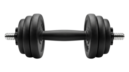 Black dumbbell isolated on transparent background 