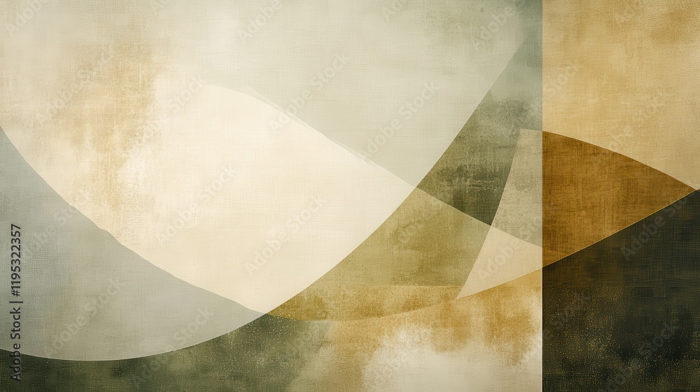 Poster minimalist abstract geometric design showcasing earthy tones, smooth curves, and subtle textures in 