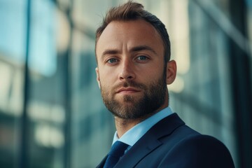 Fototapeta premium Businessman with beard, looking intense.