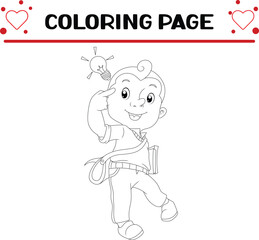 clever boy is getting idea coloring page for kids
