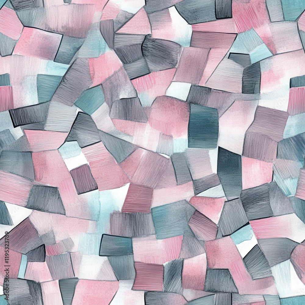 Poster Intricate doodle art featuring cartoon-like patterns in soft pastel colors showcasing an abstract design