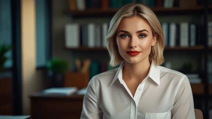 Beautiful Woman in Suit with Professional Posture