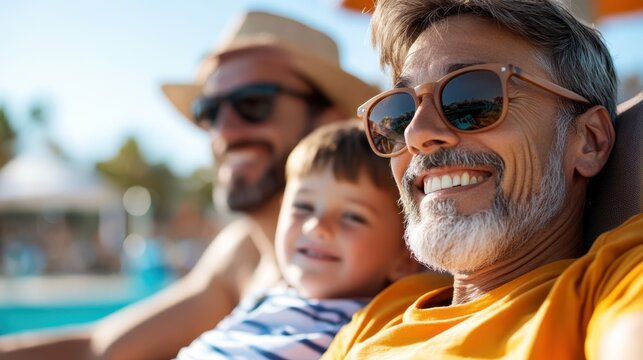 Joyful moments shared by family under the sun at the poolside
