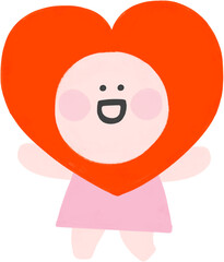 Adorable Heart-Shaped Cartoon Character