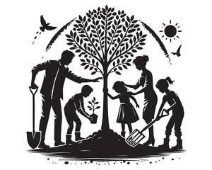 family planting a tree 3.eps