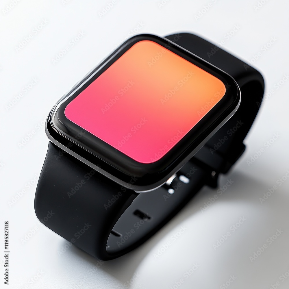 Aufkleber Sleek black digital wristwatch with vibrant gradient display designed for modern users and stylish functionality