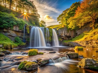 Fototapeta premium Gayle Beck Waterfall Hawes Yorkshire Dales Sunrise Photography