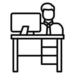 Man Working at Home Icon