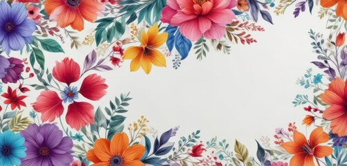 Vibrant letterhead with colorful floral patterns on a plain white background,  papers,  design,  branding kit