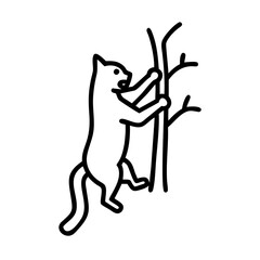 cat climbing tree icon, cat climbing tree line art - simple line art of cat climbing tree, perfect for cat climbing tree logos and icons and themed design 