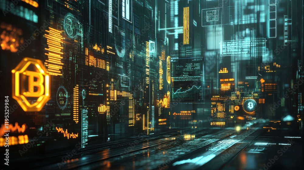 Leinwandbilder polished depiction of fintech platforms showcasing advanced digital interfaces and data analytics