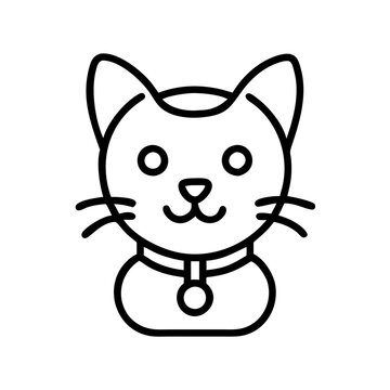 recommend clip art: cat with a bell collar icon, cat with a bell collar line art - simple line art of cat with a bell collar, perfect for cat with a bell collar logos and icons and themed design 