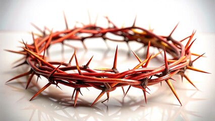 Fototapeta premium Crown of Thorns, Detailed Close-up, Bright Colors, Sharp Focus, Spiritual Symbol, High-Resolution Image