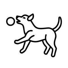 dog playing fetch icon, dog playing fetch line art - simple line art of dog playing fetch, perfect for dog playing fetch logos and icons and themed design 