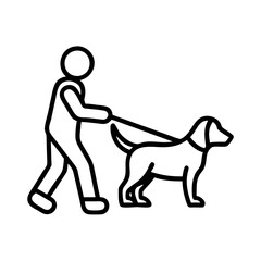 dog walking icon, dog walking line art - simple line art of dog walking, perfect for dog walking logos and icons and themed design 