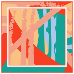 Abstract colorful grunge background. Contemporary modern art for silk scarf, hijab shawl design. Digital brushstrokes, painted texture for textile fabric, paper print. Fashion illustration