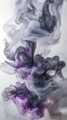 Mystical abstract art exhibiting flowing smoky grays and subtle purples in ethereal patterns