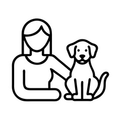 pet sitting service icon, pet sitting service line art - simple line art of pet sitting service, perfect for pet sitting service logos and icons and themed design 