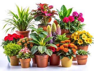 Fototapeta premium Assorted Potted Plants, Bright & Colorful Indoor Plants, Houseplant Photography