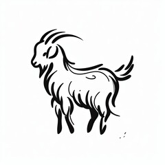 Obraz premium simple Black and white line drawing of alpine goat 