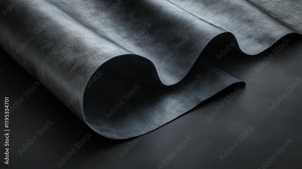 Aufkleber Textured dark charcoal brown surface showcasing smooth waves and curves in an abstract composition