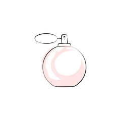 Vector illustration cosmetics, cosmetology, facial care, doodle style, watercolor, beauty, isolated, line drawing, icon, perfume illustration, lineart