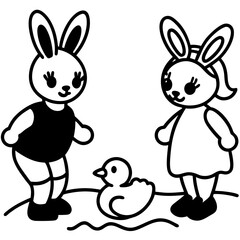 rabbit and easter eggs