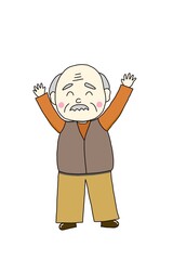 0ld man happy (バンザイして喜ぶおじいさん)