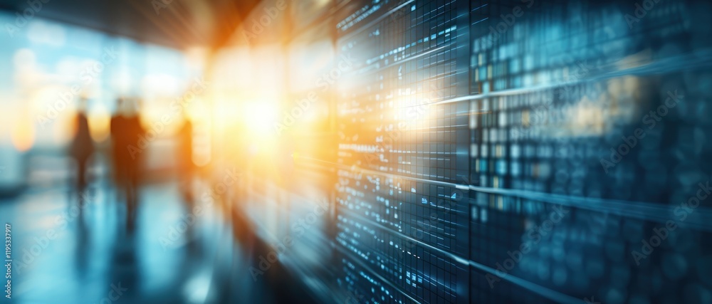 Poster abstract data visualization with soft focus and light reflection