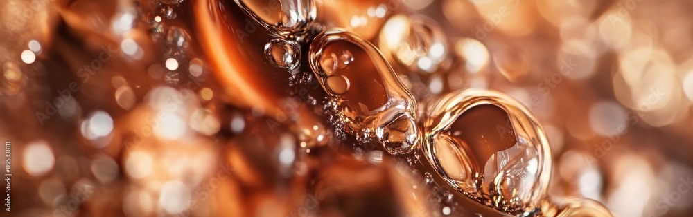 Aufkleber warm caramel and chocolate brown bokeh creates a soothing backdrop with reflections and bubbles