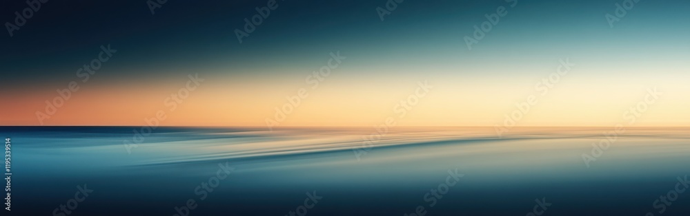 Poster Smooth gradient background transitioning from deep blue to warm orange at sunset over a calm sea