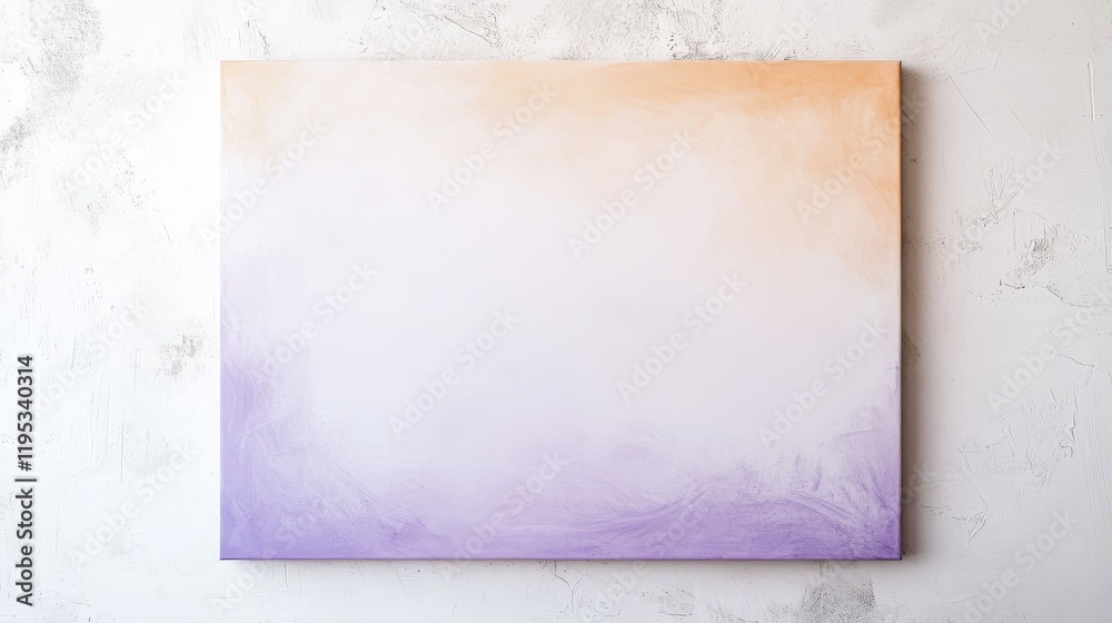 Poster minimalist white canvas featuring soft hues blending from light orange to lavender in a serene compo