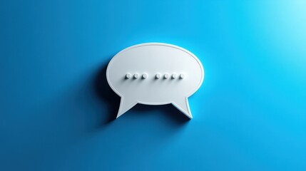 3D Render of a White Speech Bubble on Blue Background