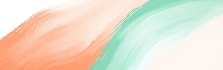 Minimalist pencil strokes design featuring mint and coral color blends for modern art decor