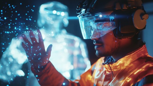 An employee wearing safety gear discussing safety protocols with a representative from a nearby training facility underscoring the importance of skills development within the local