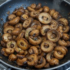 frying pan with mushrooms