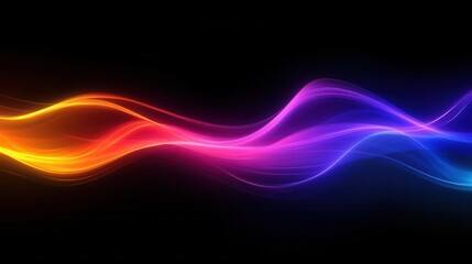 Fototapeta premium bold neon waves ripple across a dark canvas, creating a vibrant, dynamic background that pulses with energy and modernity