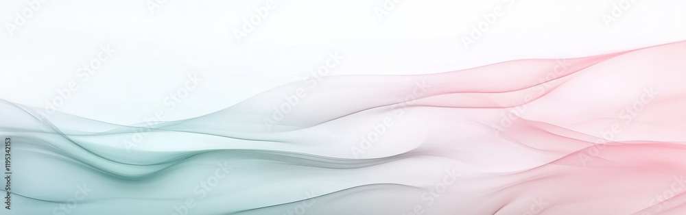 Poster softly flowing mint and pink hues create a serene atmosphere in an abstract composition