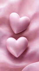 Obraz premium Soft Pink Hearts on Gentle Silk Background for Romantic Themes