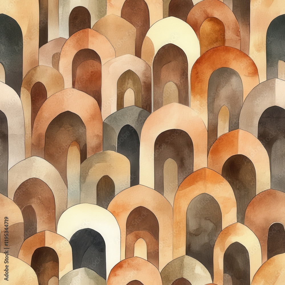 Poster Intricate doodle cartoon drawings featuring a vibrant array of arches and patterns